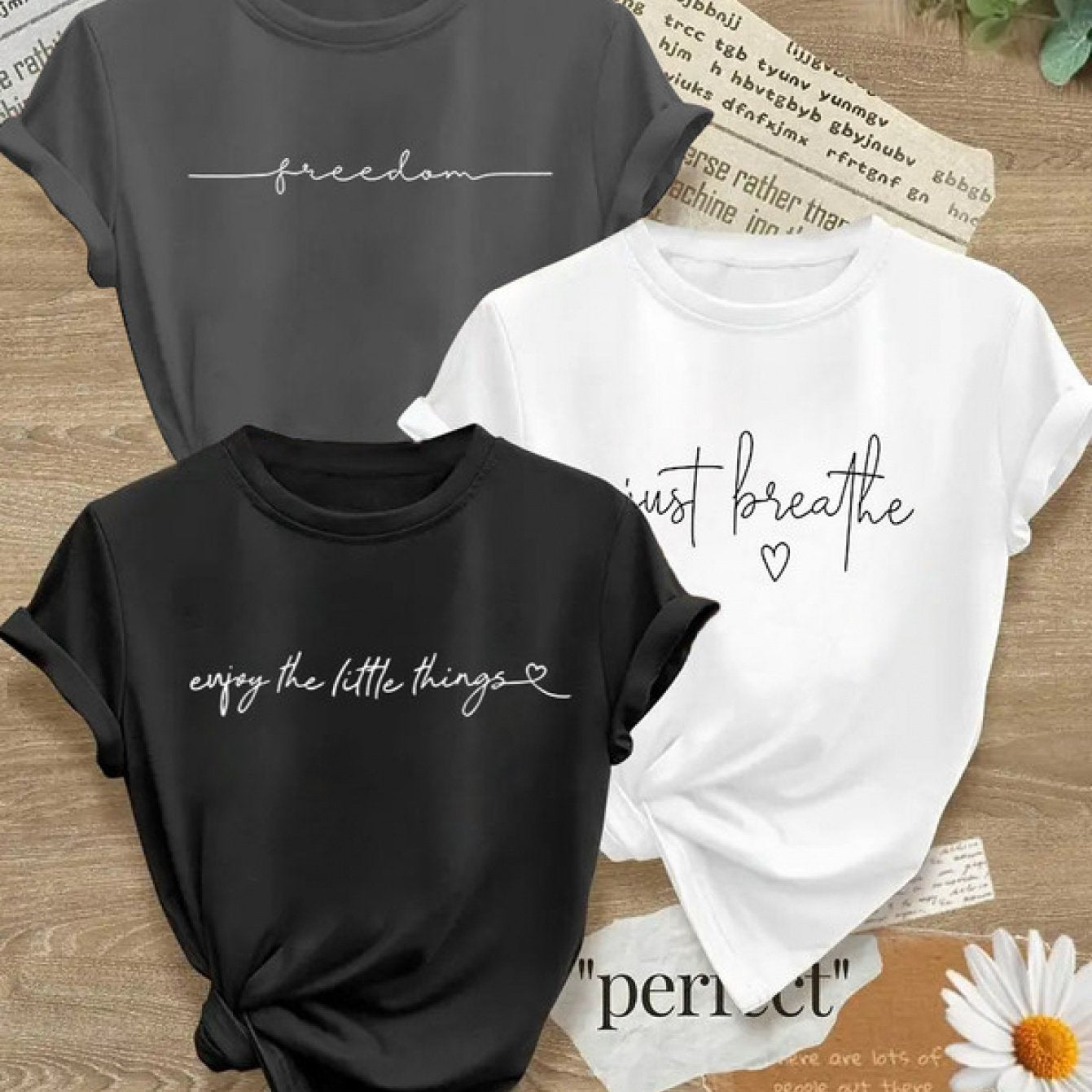 Casual Alphabet T-Shirt Set for Women
