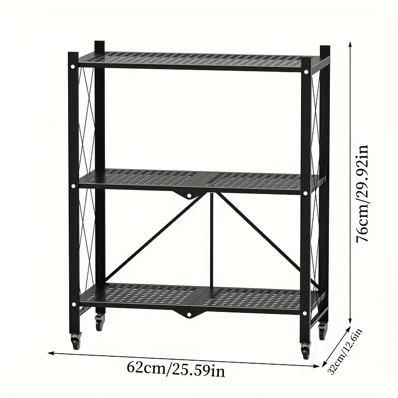3 Tier Office Storage Rack With Wheeled Multi Layer Storage Shelves Mobile Floor Standing Multifunctional Miscellaneous Storage Rack Foldable File Rack Storage Supplies Standing Shelf