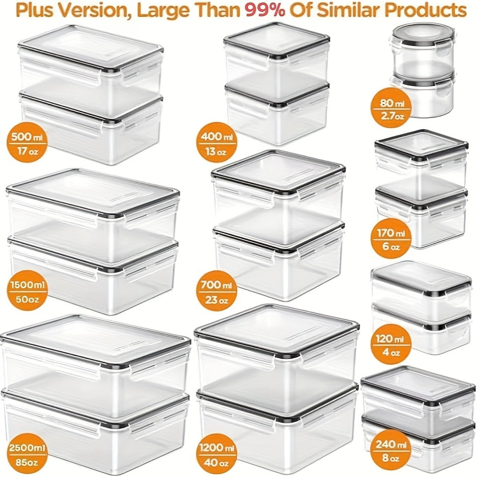Large Capacity Food Storage Container Set - Leak-Proof, Reusable Plastic Lunch Boxes with Lids, Ideal for Fruits, Vegetables, and Snacks, Perfect for Refrigerator, Microwave, and Dishwasher Use, Kitchen Organization | Stackab