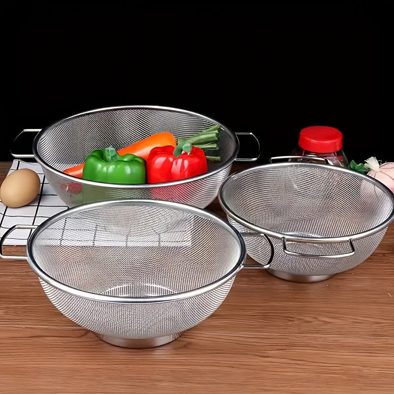 3pcs Stainless Steel Fine Mesh Strainer Set