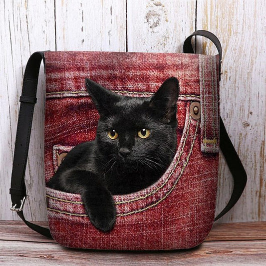 Cat Peeking Pocket Crossbody Bag