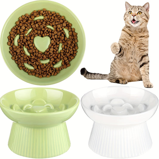 Ceramic Elevated Cat Bowls Set of Two