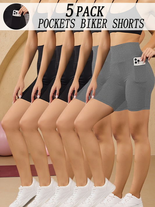 High Waisted Biker Shorts With Pockets