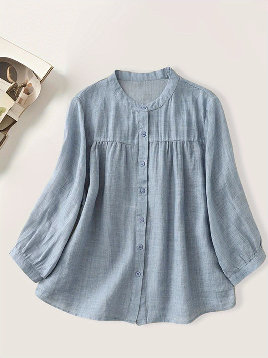Plus Size Lightweight Linen Shirt for Women