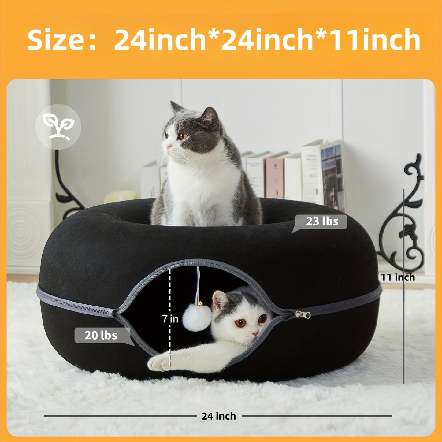 Peekaboo Cat Cave Donut Tunnel Bed