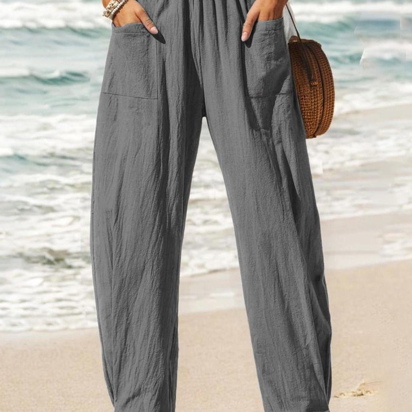 Women's Lightweight Casual Linen Blend Joggers