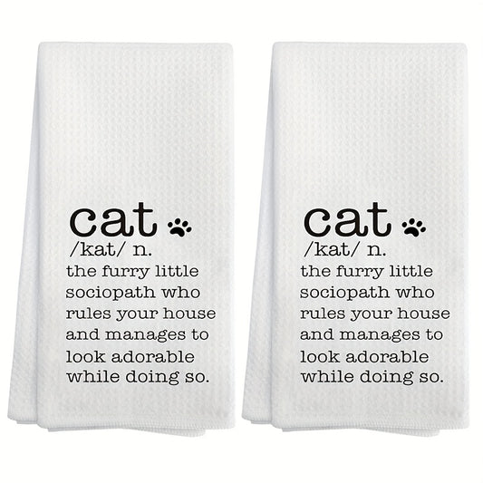 Funny Kitchen Towel with feline Psychopath