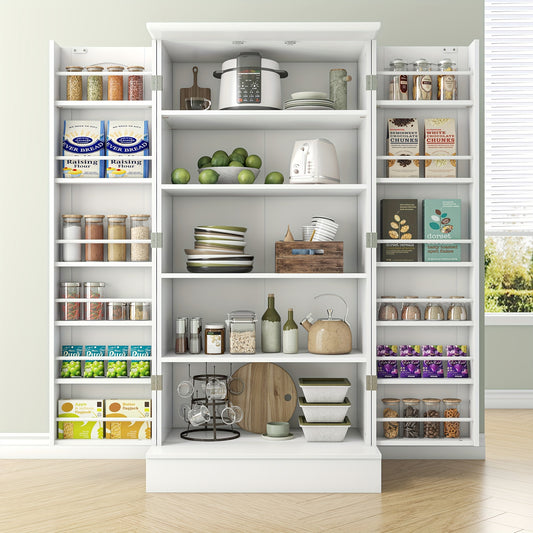 White Farmhouse Pantry Cabinet with Shelves
