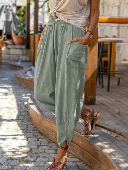 Women's Lightweight Linen Wide Leg Pants