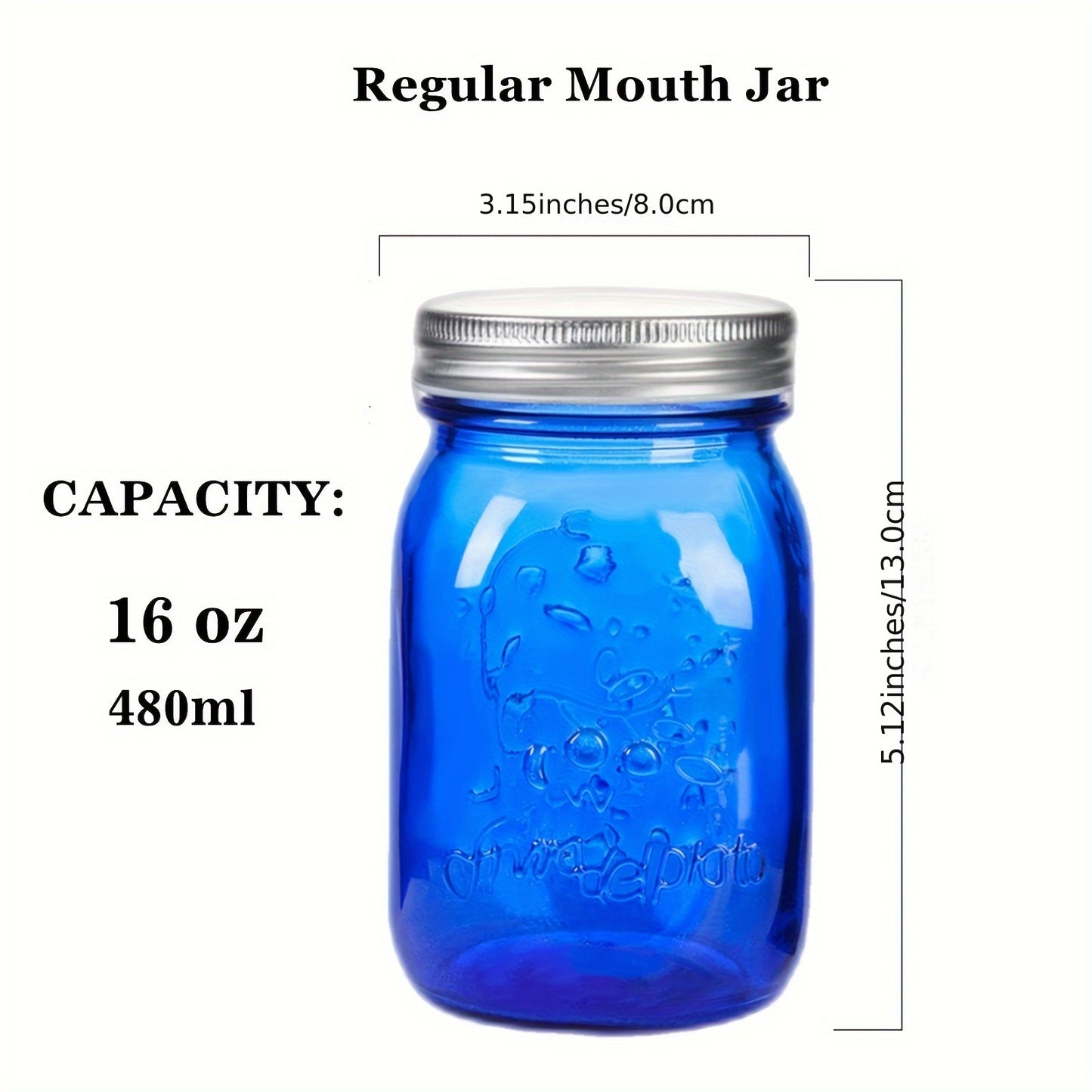 Blue Mason Jars 16 Oz Glass Storage 6 Pack