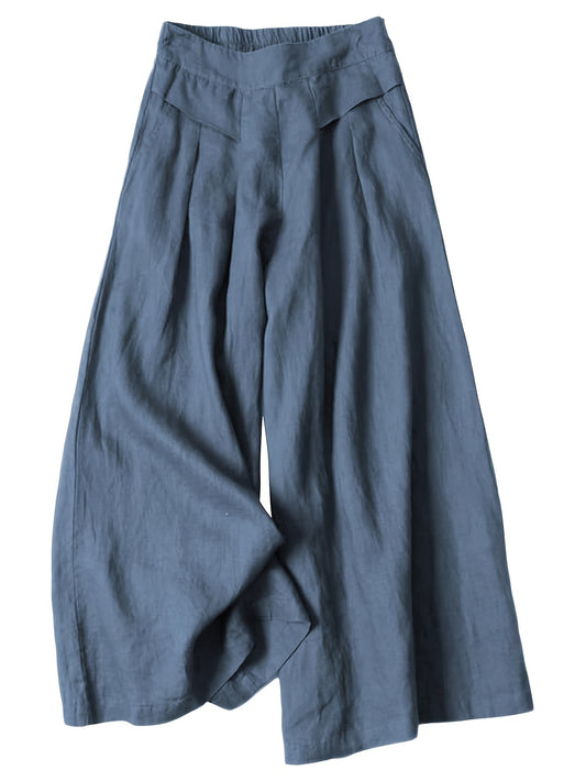 Women's Boho Linen Capri Pants With Pockets