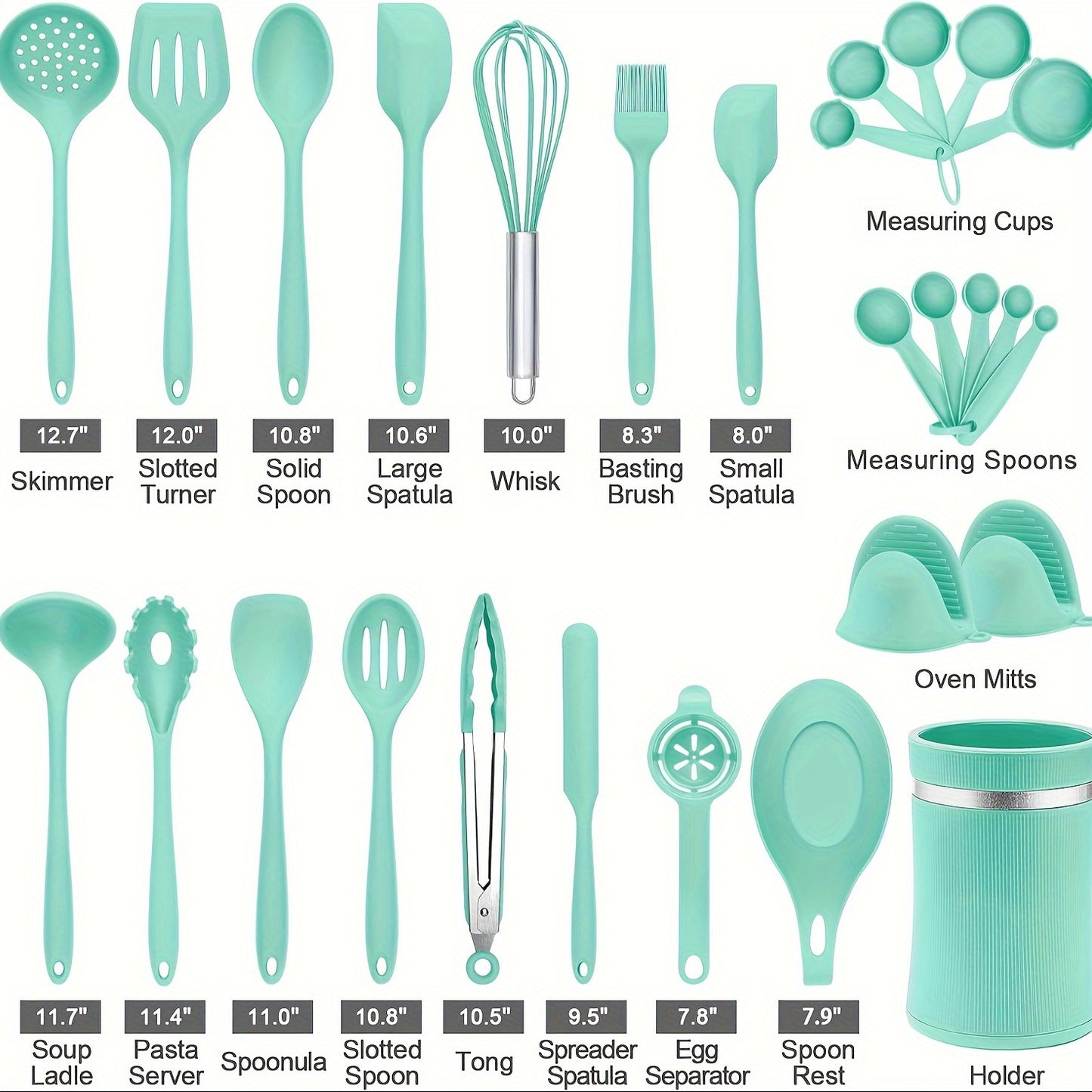 Silicone Cooking Utensils Set with Holder