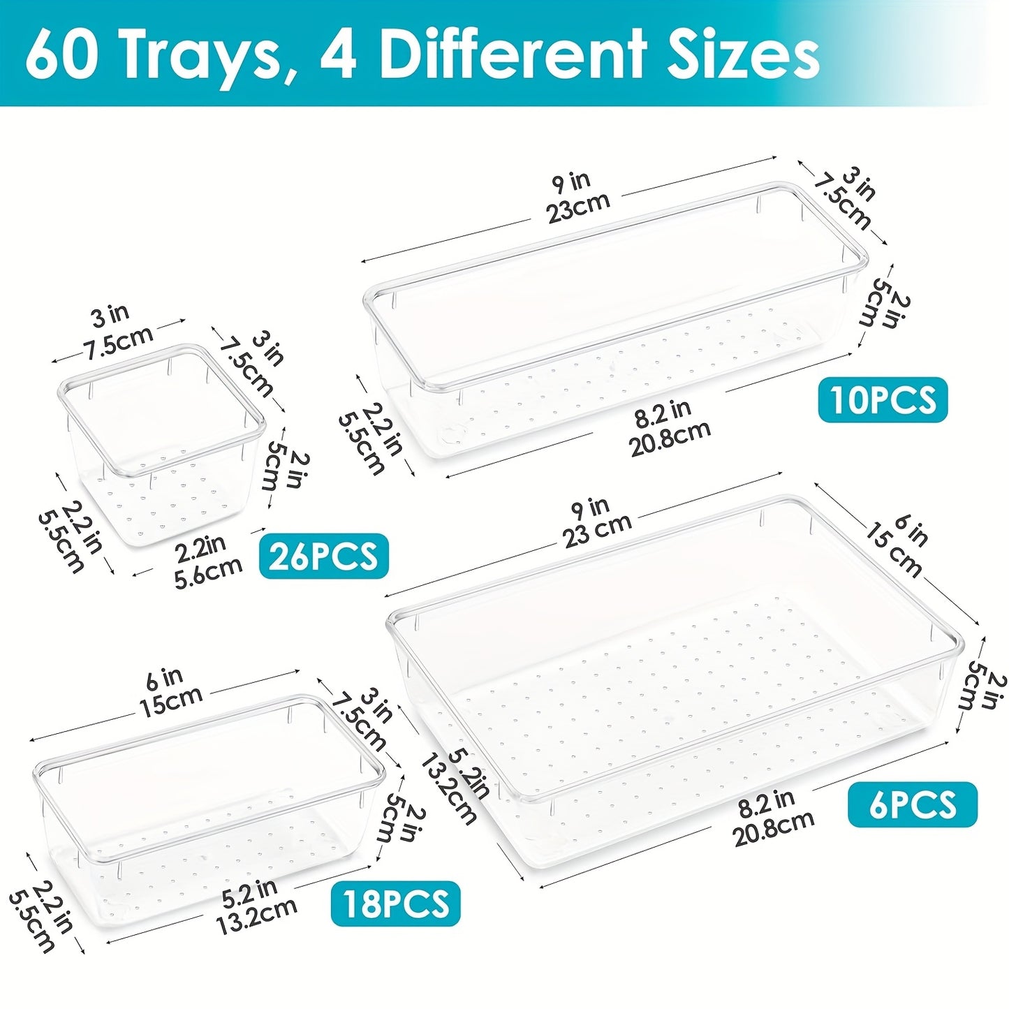 Vtopmart 60 Piece Office Drawer Organizers