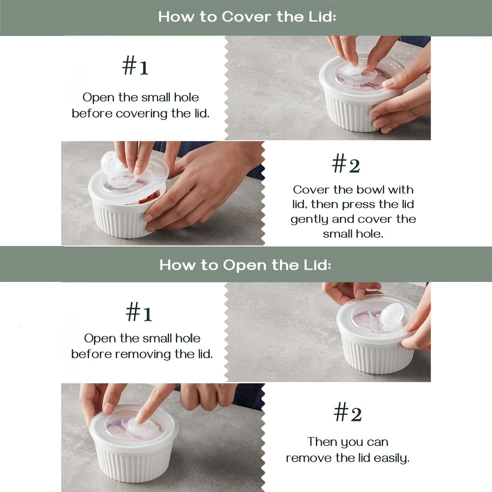 6pcs Porcelain Soufflé Baking Bowls with Lids