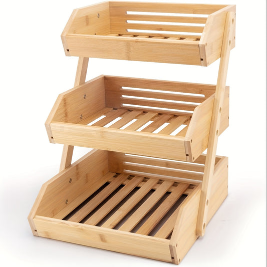Bamboo Fruit Basket Stand for Kitchen Organization