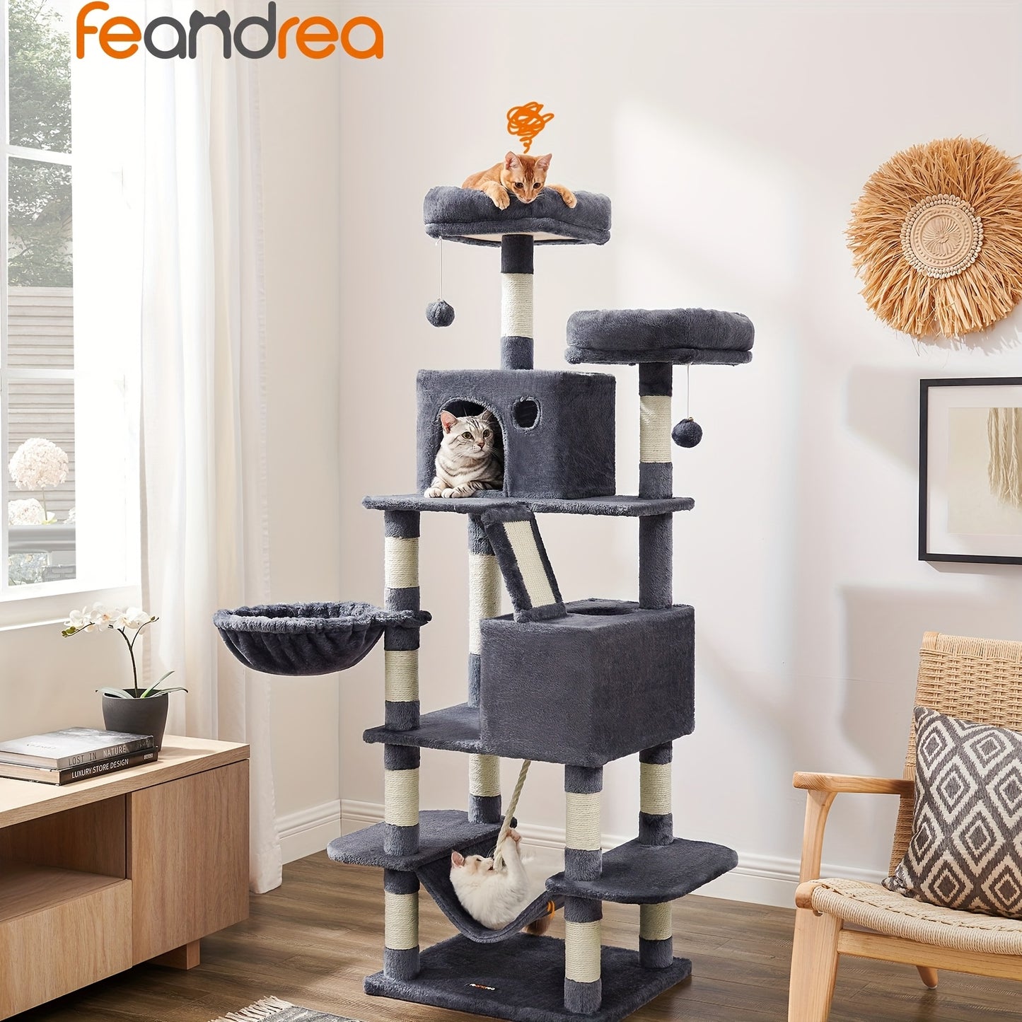 Large Cat Tree With Scratching Posts For Indoor Cats