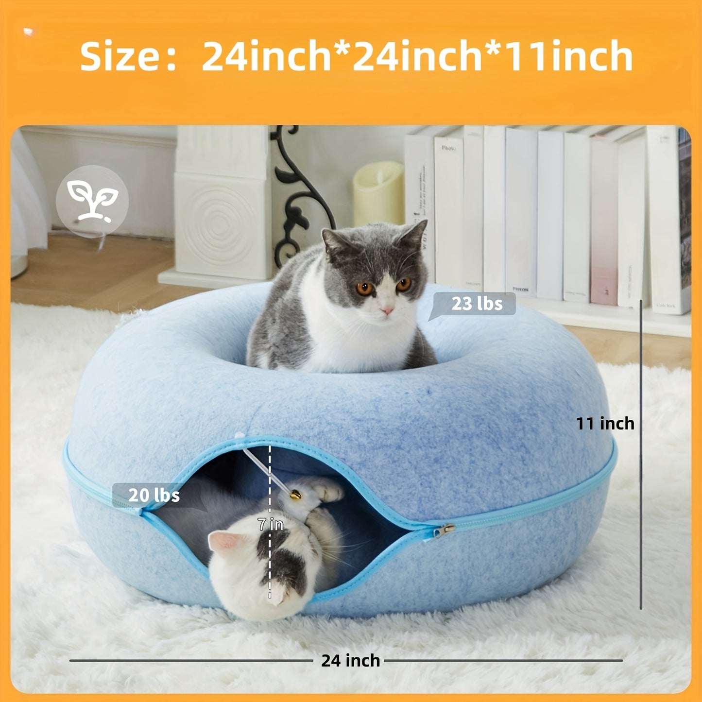 Peekaboo Cat Cave Donut Tunnel Bed