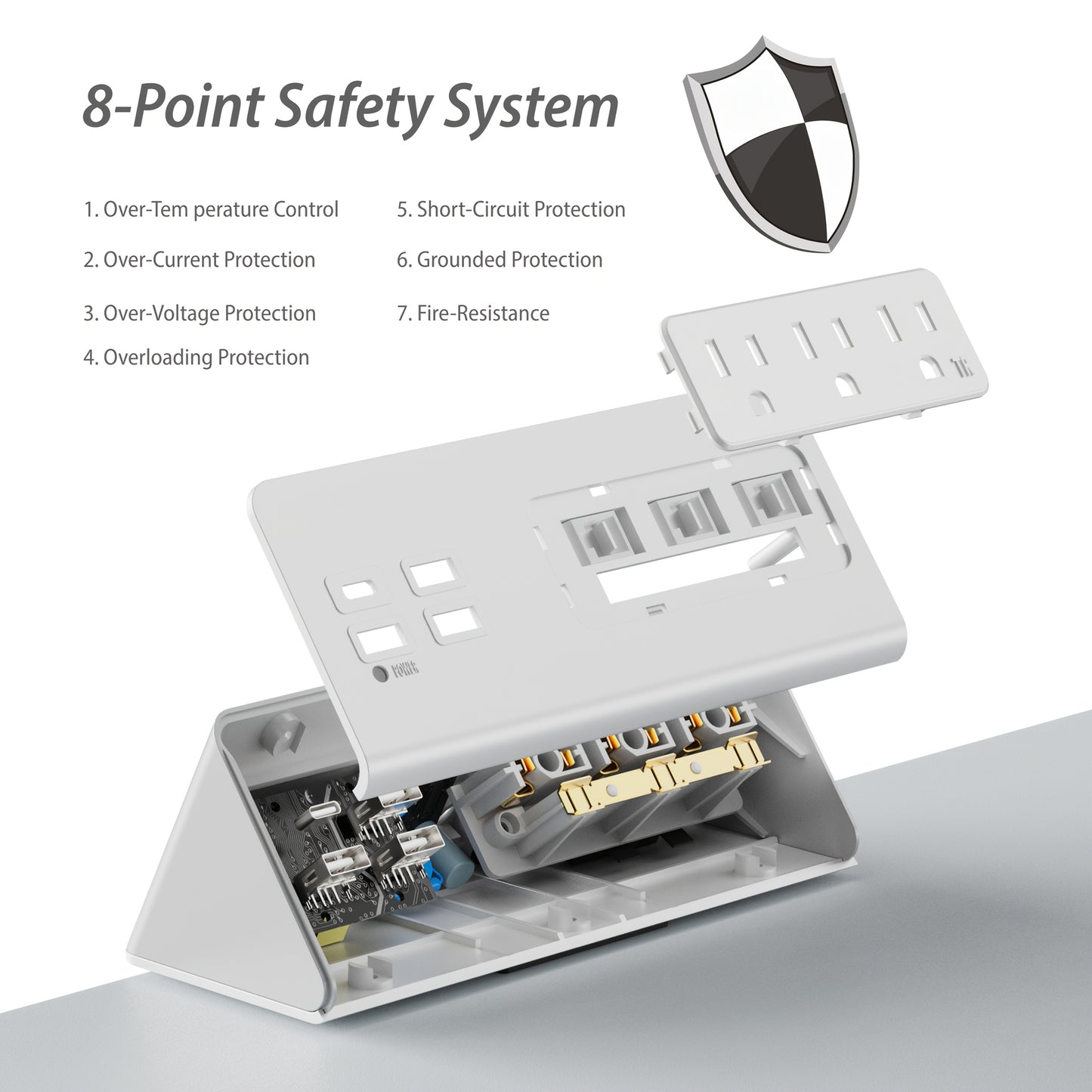 Desk Edge Mount Power Strip with USB Ports